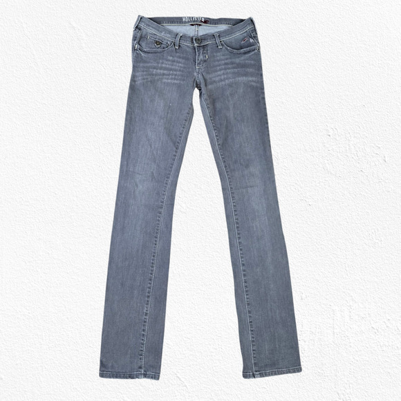 Y2K Hollister Washed Gray Light Wash Low Rise Stretch Skinny Jeans Size 1 - Picture 2 of 10